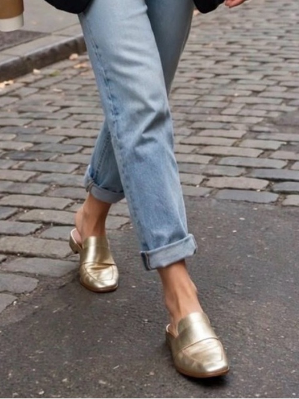 Free People Metallic Gold Women's Slip-On Loafers
